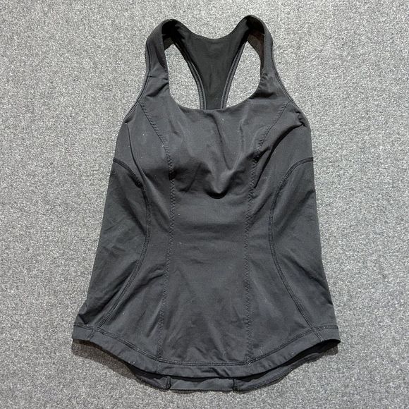 Lululemon Square Neck Y Back Tank Top Size 6‎ Solid Black - Picture 1 of 5